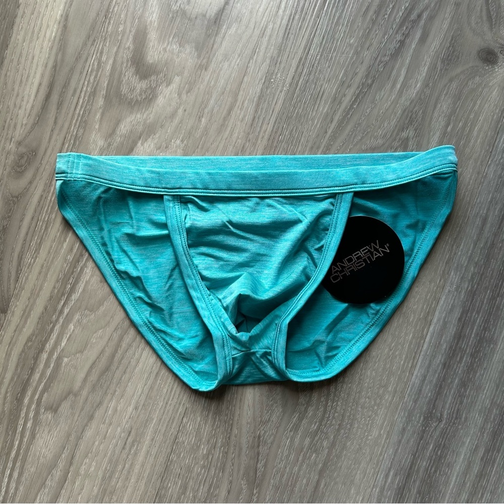 Andrew Christian | Moisture Control Brief w Almost Naked Light Heather Teal (S)